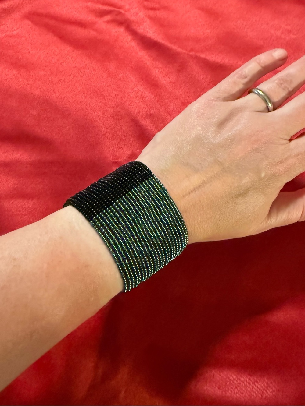Contemporary Black & Silver Beaded Cuff